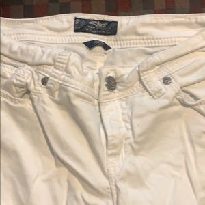 White silver brand capris